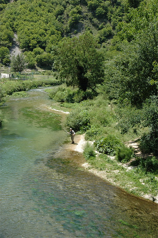 clear river for trout fishing in italy
